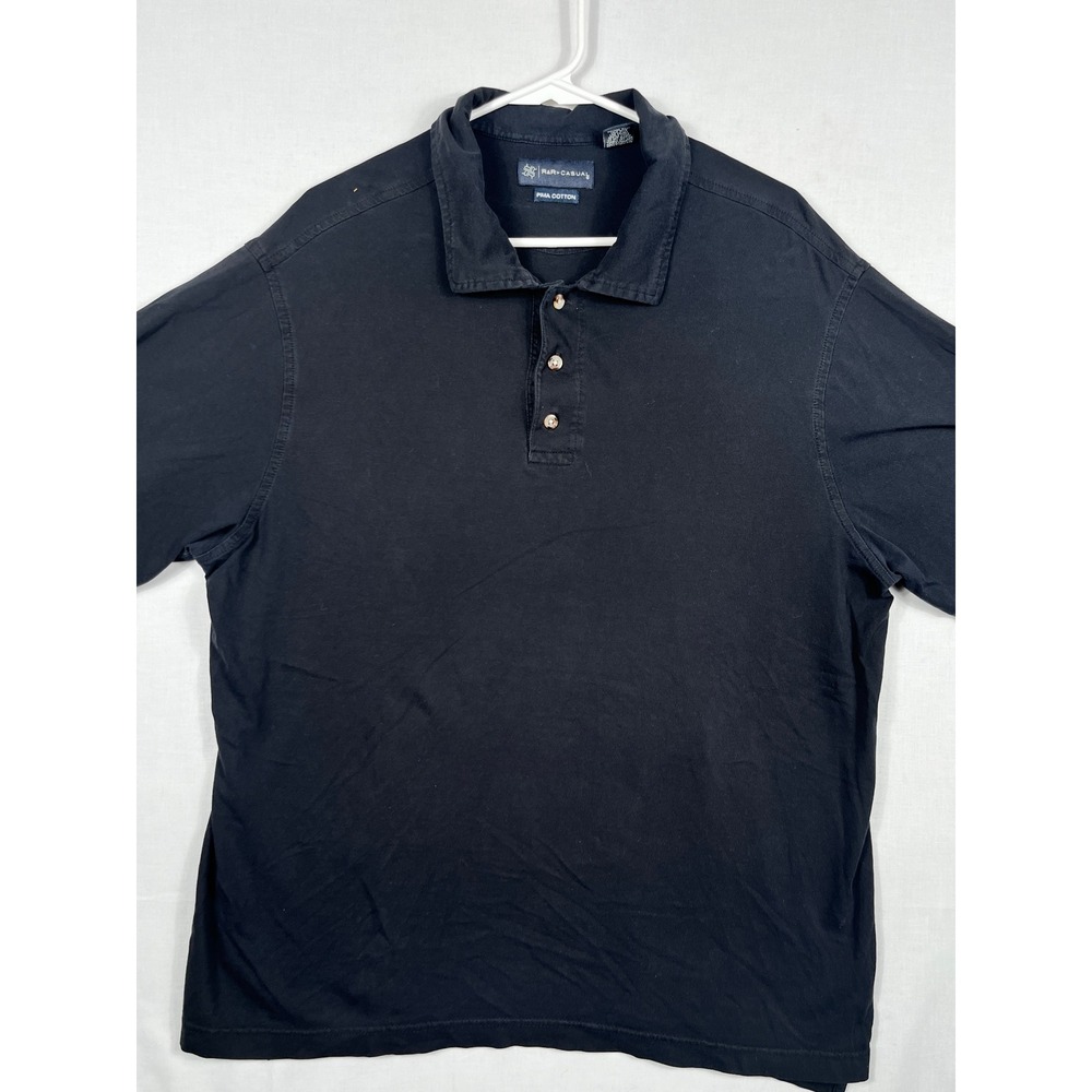R&R Casual Polo Shirt Mens XL Pima Cotton Short Sleeve Solid Black